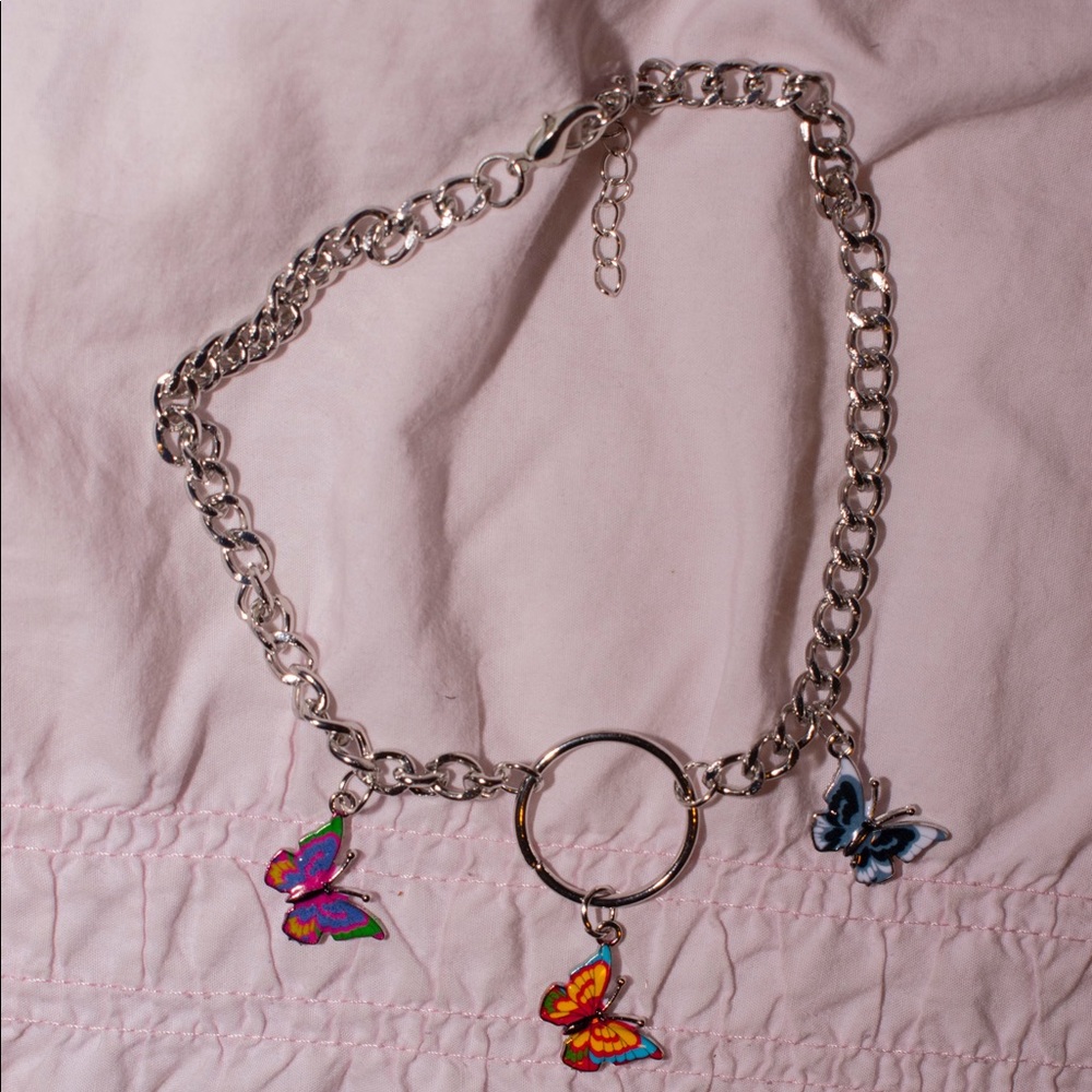Dolls Kill Silver Butterfly Charm Necklace